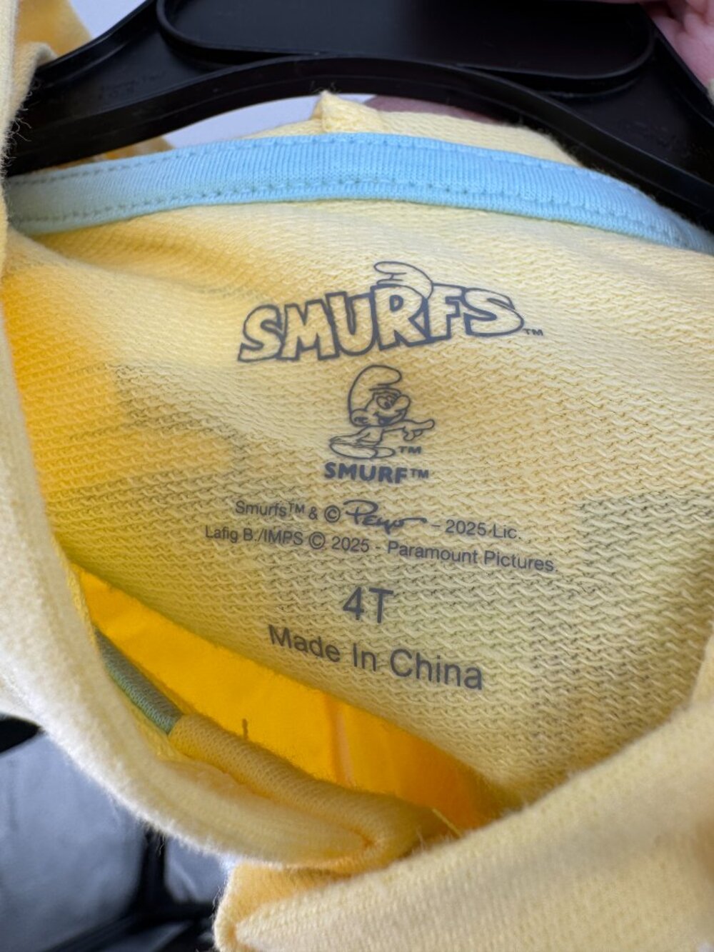 Smurfs Unisex Kids Hooded Shirt / Hoodie - Yellow - Size 4T - NWT - In poly bag - Picture 4 of 8